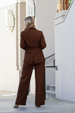Load image into Gallery viewer, ALANA HIGH WASITED WIDE LEG STRIPED PANTS- BROWN
