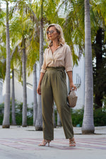 Load image into Gallery viewer, BEVERLY PAPERBAG PANTS- OLIVE