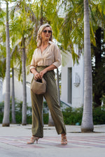 Load image into Gallery viewer, BEVERLY PAPERBAG PANTS- OLIVE