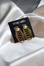 Load image into Gallery viewer, CHANDELIER PEARL AND CRYSTAL EARRINGS- GOLD
