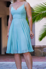 Load image into Gallery viewer, HAILEY MIDI PLEATED DRESS- TEAL