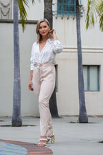 Load image into Gallery viewer, IRENE HIGH WAISTED PANTS- IVORY PINK
