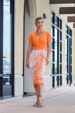 Orange wrap midi skirt hotsell