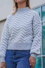 Load image into Gallery viewer, KAYLEE HIGH NECK SWEATER- GRAY AND WHITE