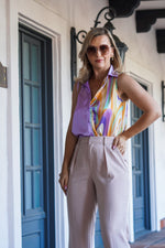 Load image into Gallery viewer, KENEDDY SLEEVELESS SATIN BLOUSE- LILAC MIX