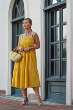 Load image into Gallery viewer, LORENA TRAPEZE MIDI DRESS- YELLOW
