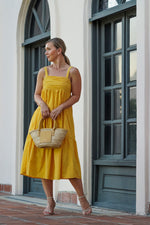 Load image into Gallery viewer, LORENA TRAPEZE MIDI DRESS- YELLOW
