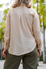 Load image into Gallery viewer, LUCIA ONE POCKET BUTTON DOWN SHIRT- SAND