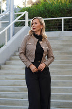 Load image into Gallery viewer, MYRA QUILTED SHORT JACKET- TAUPE
