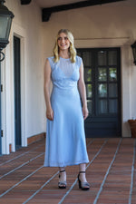Load image into Gallery viewer, NOVA MIDI DRESS WITH MESH TOP- BABY BLUE
