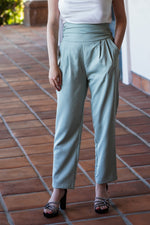 Load image into Gallery viewer, PEYTON PLEATED HIGH WAIST PANTS- SAGE