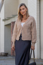 Load image into Gallery viewer, SANDRA OVERSIZED CARDIGAN WITH PEARL BUTTONS- BEIGE
