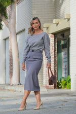 Load image into Gallery viewer, XIMENA CRISS-CROSS SWEATER- HEATHER GRAY