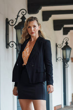 Load image into Gallery viewer, LADY BOSS DOUBLE BREASTED BLAZER- BLACK
