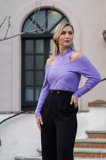 Load image into Gallery viewer, PIPER CRISS CROSS RIBBED SWEATER- LAVANDER