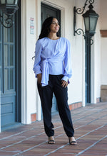 Load image into Gallery viewer, STELLA FRONT KNOT BLOUSE- PERIWINKLE