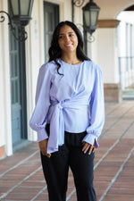 Load image into Gallery viewer, STELLA FRONT KNOT BLOUSE- PERIWINKLE